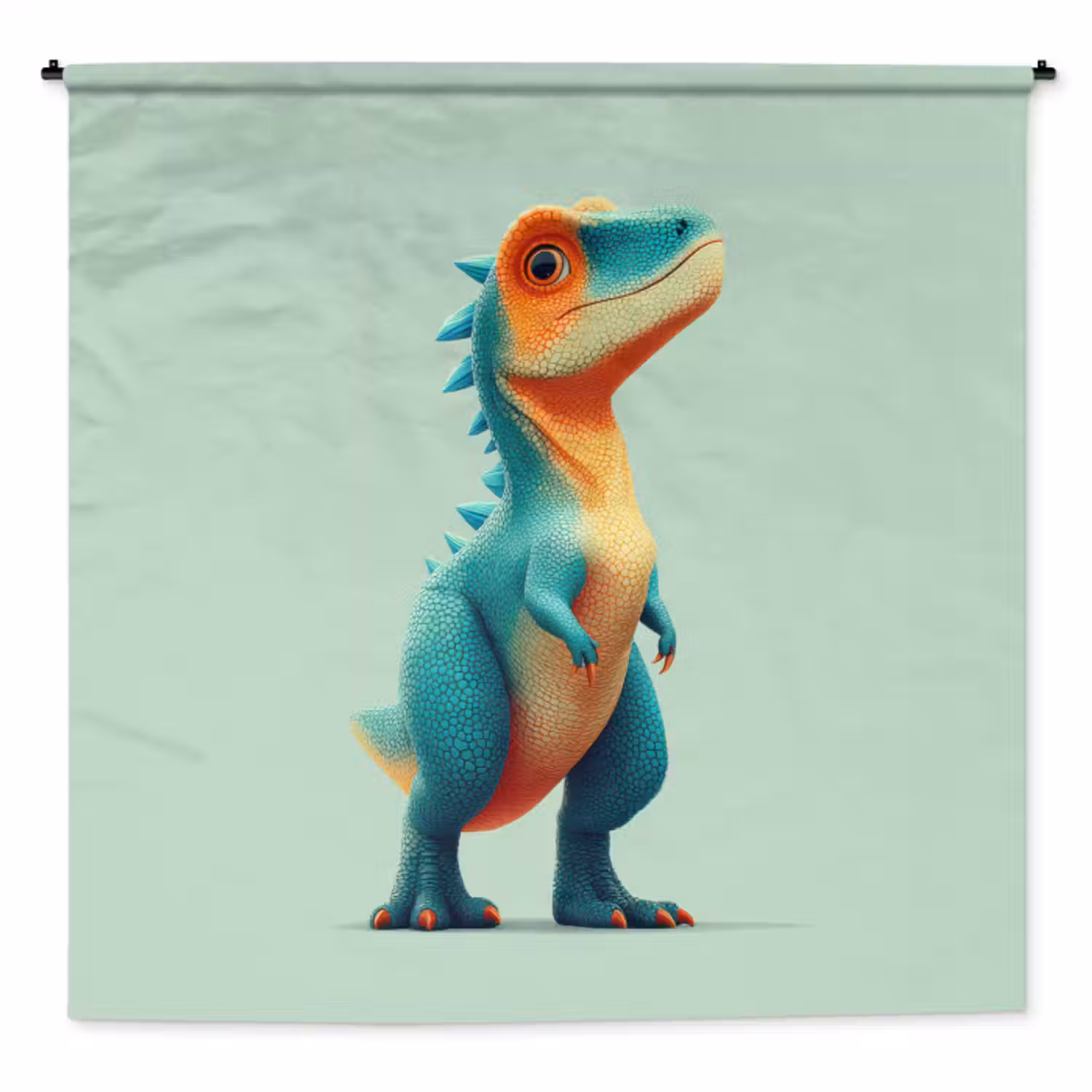 Wandkleed - Cartoon - Dino - Oranje - Stekels