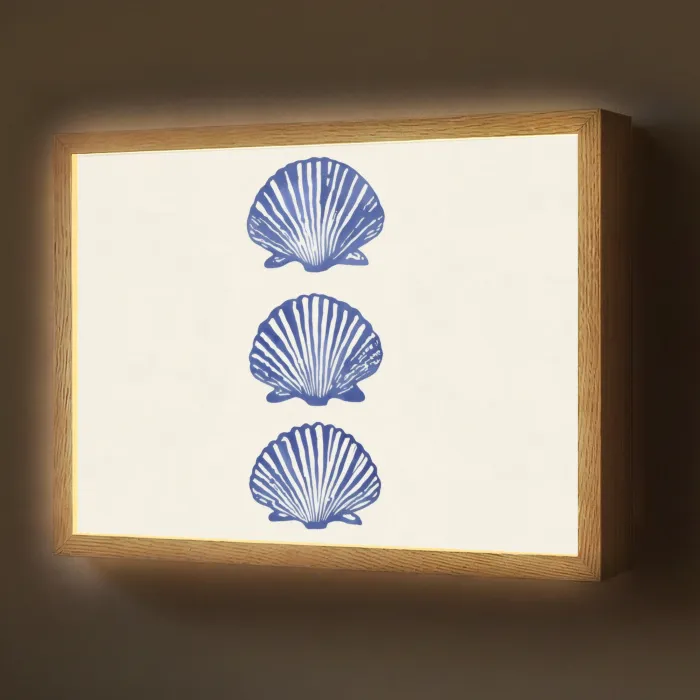 Schelpen - Blauw - Patroon Light Box met batterij (Wandlamp) middel -z3d_website