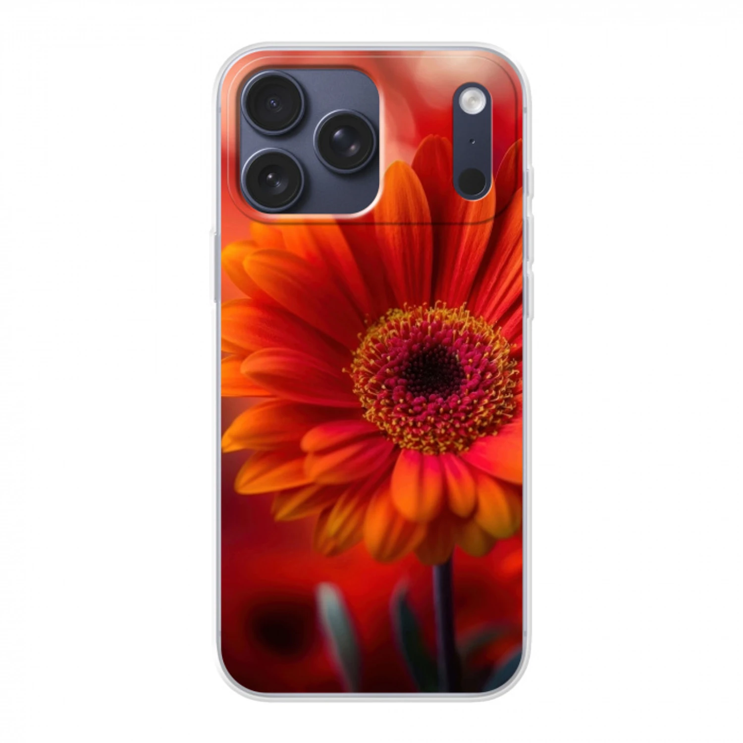 Oranje - Gerbera - Intens Telefoonhoesje iPhone 17 Pro Max klein -3d