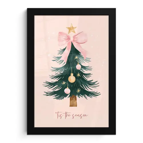 Christmas Season - Kerst - Kerstboom - Roze fotolijst zwart zonder passe partout klein -3d