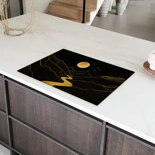 Rivier - Goud - Maan - Vogels Inductie beschermer vinyl 3mm klein -sfeer8