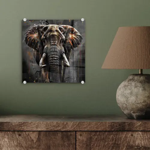 Olifant - Watercolor - Wilde dieren - Luxe plexiglas 5mm klein -sfeer3