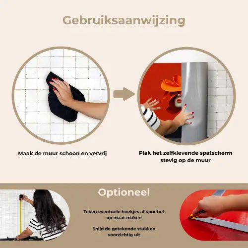 Oranje - Hoed - Vrouw keuken achterwand spatscherm klein -gebruiksaanwijzing_NL