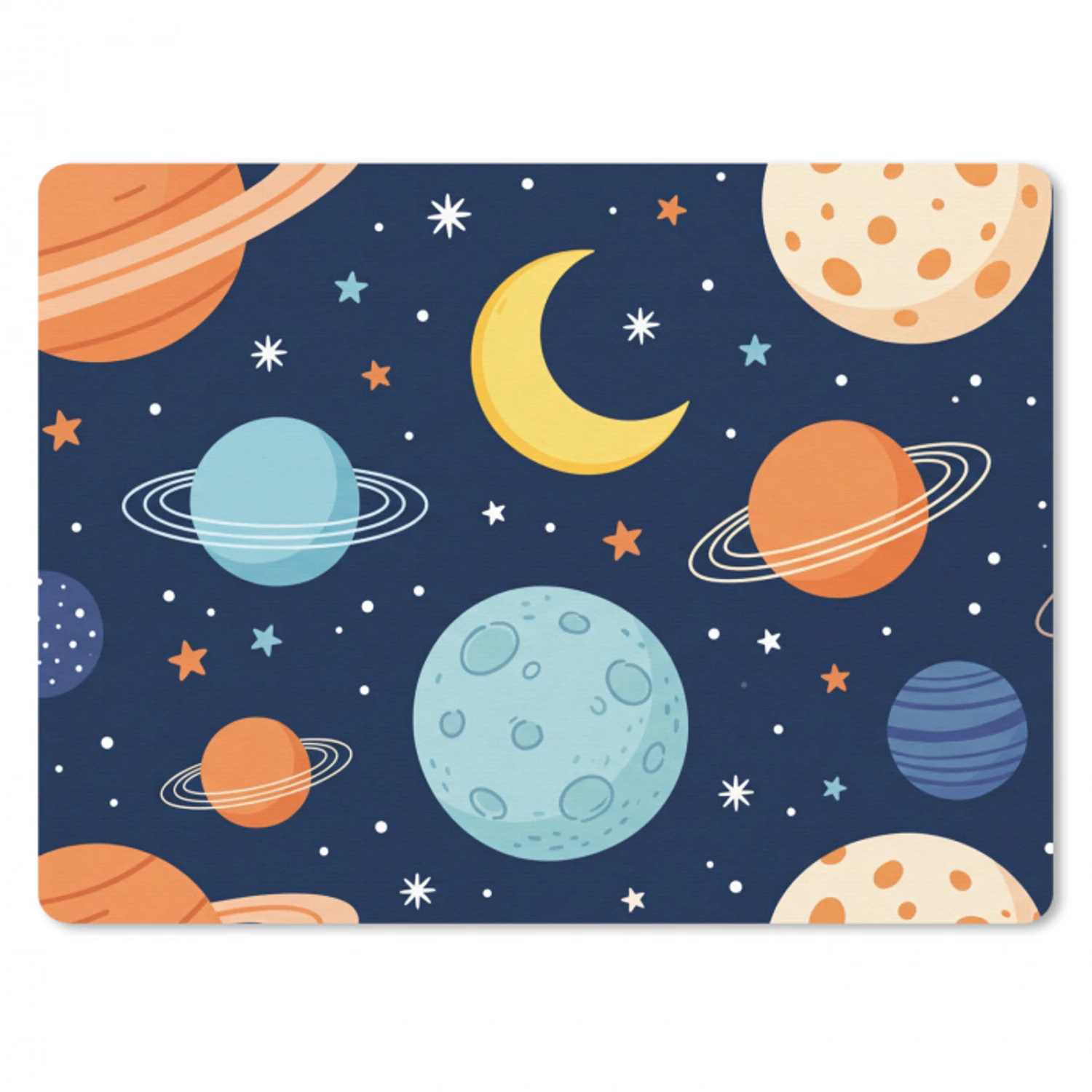 Ruimte - Planeten - Kleurrijk muismat rubber klein -3d