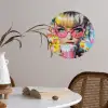 Expressief - Milkshake - Vrouw - Felle kleuren Wandcirkel behangsticker klein -sfeer3