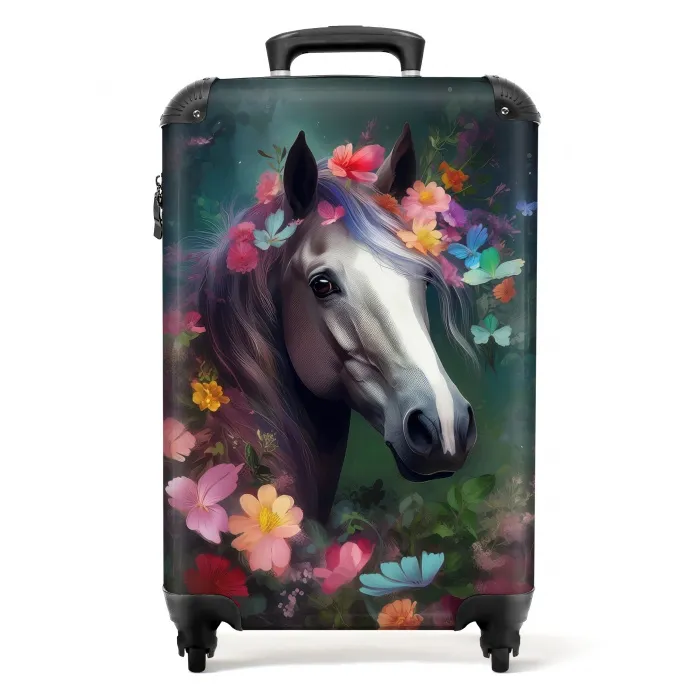 Koffer - Paard - Natuur - Bloemen - Bos - Dieren Koffer - NBS - Handbagage middel -productfoto_recht