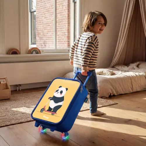 Panda - Step - Geel Kinderkoffer - Blauw klein -sfeer1