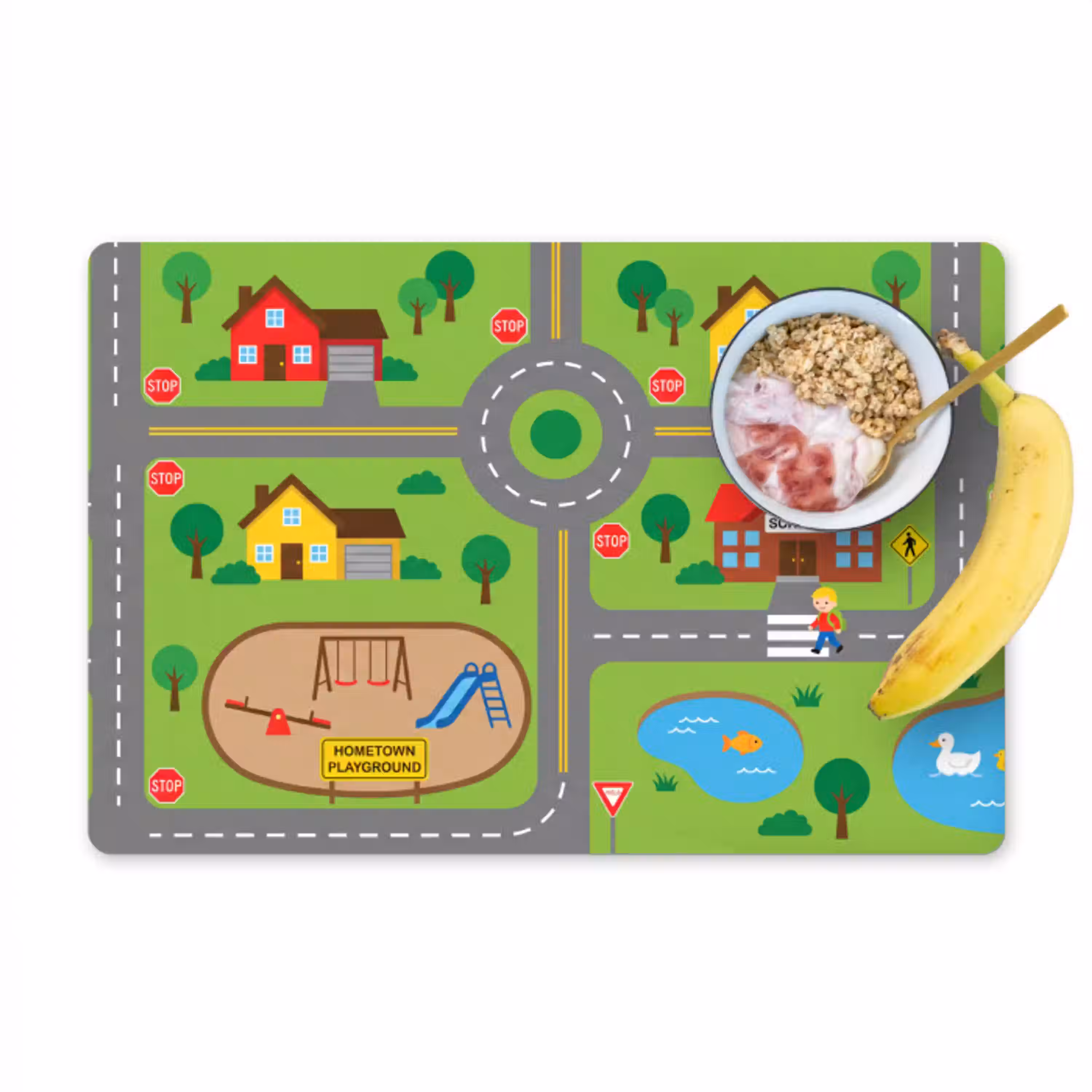 Stad - Wegen - Cartoon Placemat vinyl groot -zzzproduct_Kitchenyeah-website
