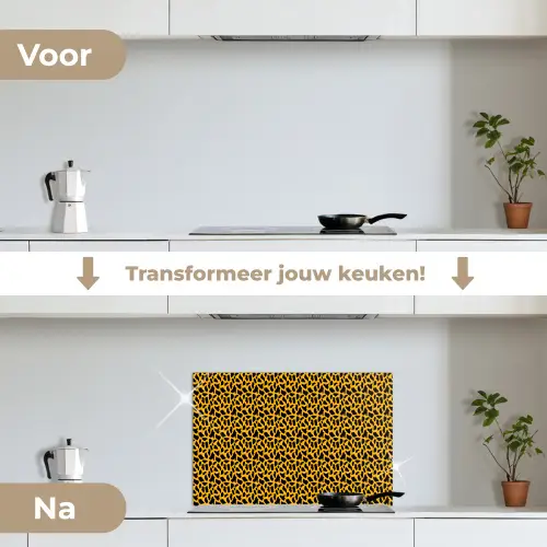 Zwart - Vlekken - Oranje - Dier keuken achterwand spatscherm klein 900 -voor_na_NL