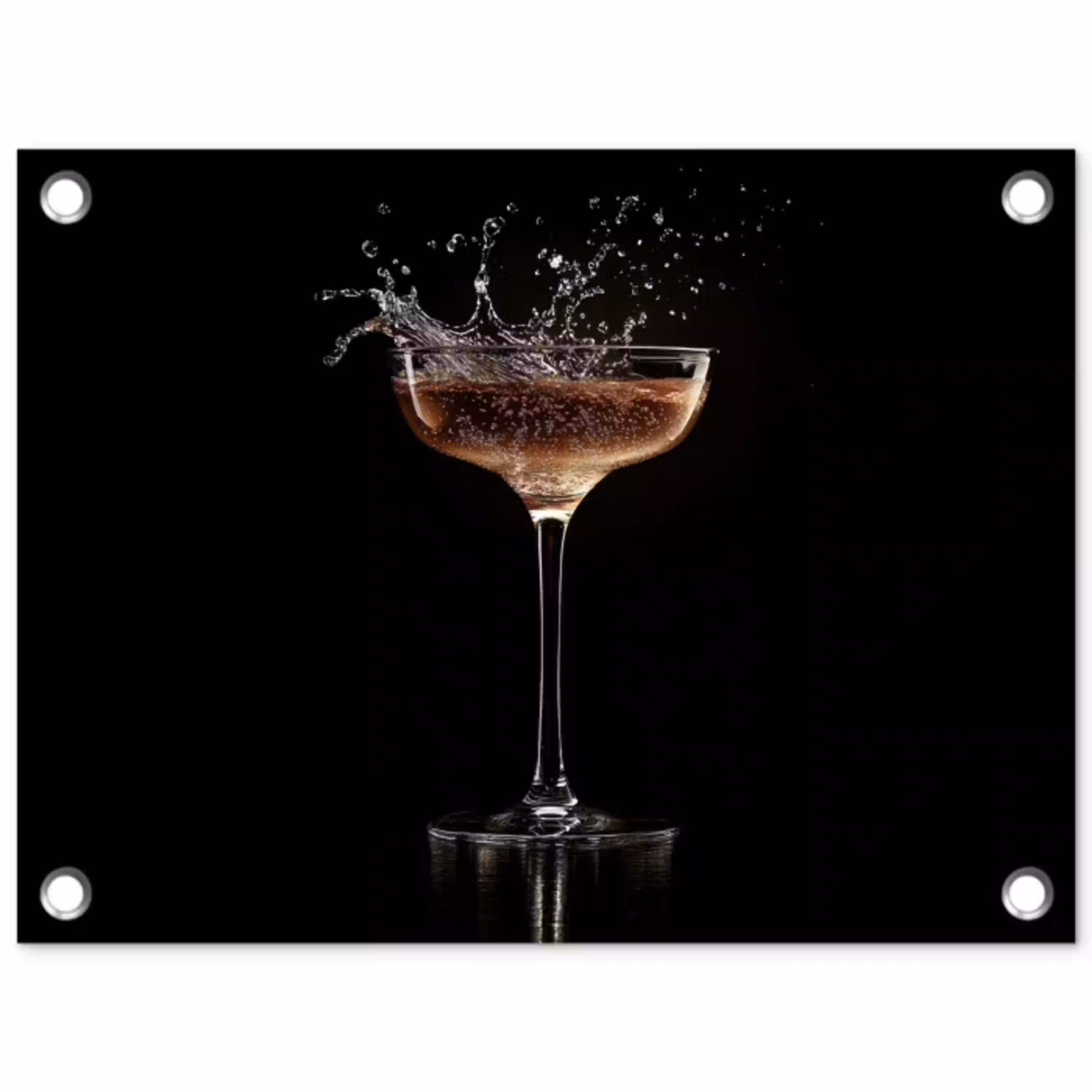 Cocktail - Zwart - Spetters - Glas tuinposter los doek klein -3d