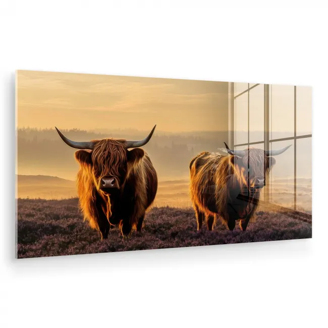 Schotse hooglanders - Heide - Landschap - Dieren plexiglas 5mm klein -zzzproduct_nieuw