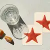 Zeester - Bobbels - Rood onderzetter kurk middel -sfeer4