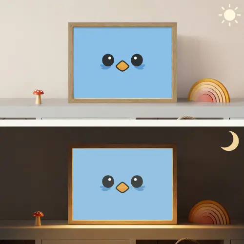 Vogel - Blauw - Eenvoudig Light Box met batterij (Wandlamp kind) middel -sfeer3_kind