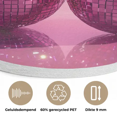 Glitter - Discobol - Roze - Kersen Akoestische PET Vilt - Rond klein -closeup_NL