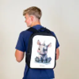 Baby neushoorn Rugzak - Zwart middel -sfeer8