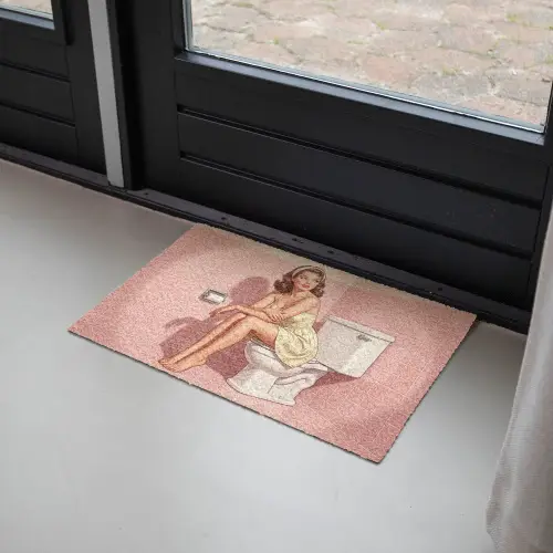 Roze - Retro - Vrouw Deurmat klein -sfeer2