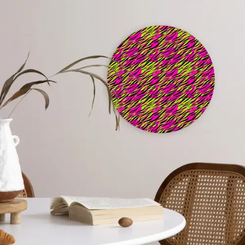 Roze - Groen - Neon - Dieren Wandcirkel plexiglas klein 852 -sfeer4