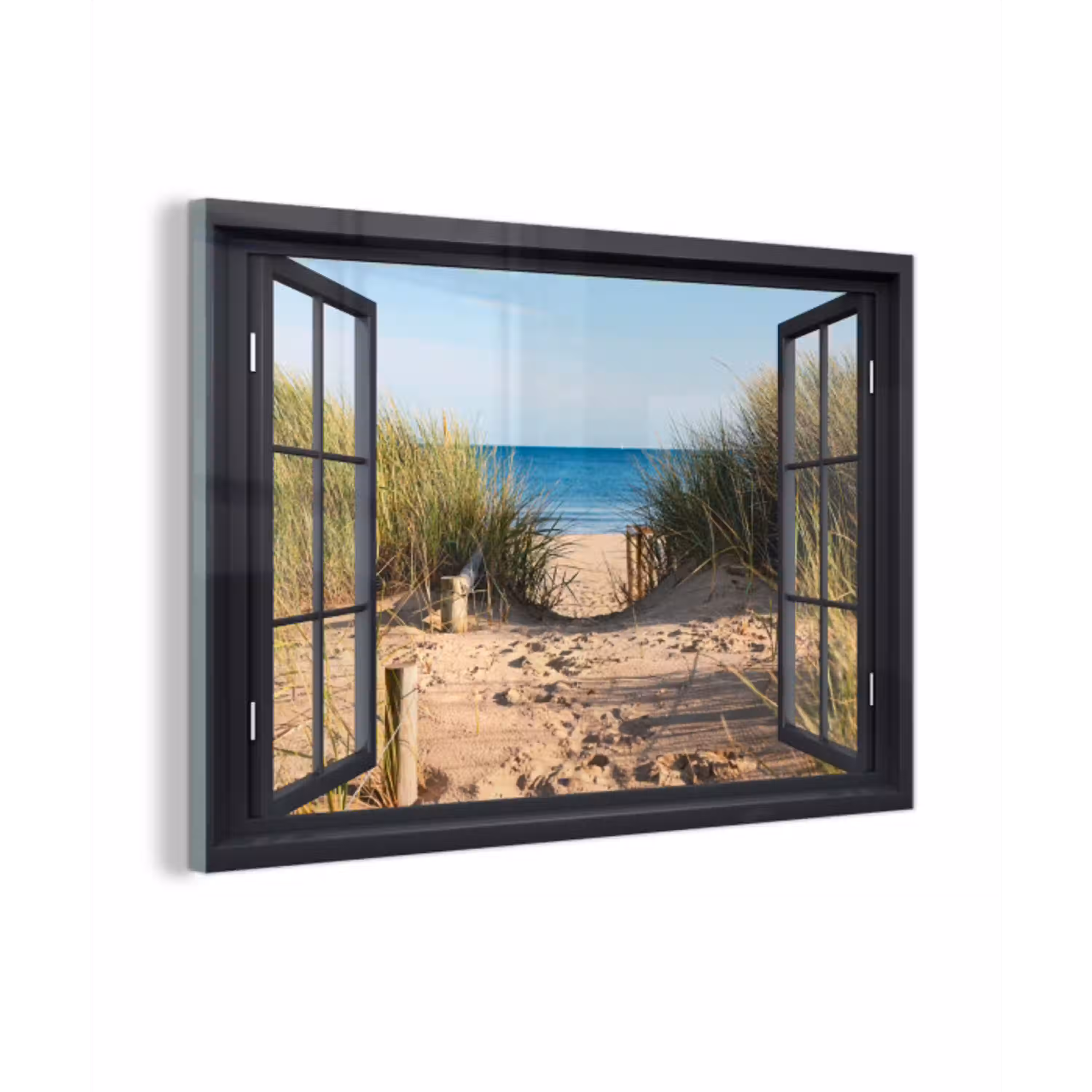 Doorkijk - Strand - Zee - Zand - Water - Helmgras - Duinen plexiglas 5mm klein -z3d
