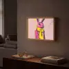 Abstract - Konijn - Sjaal - Geel Light Box met batterij (Wandlamp) middel -sfeer1