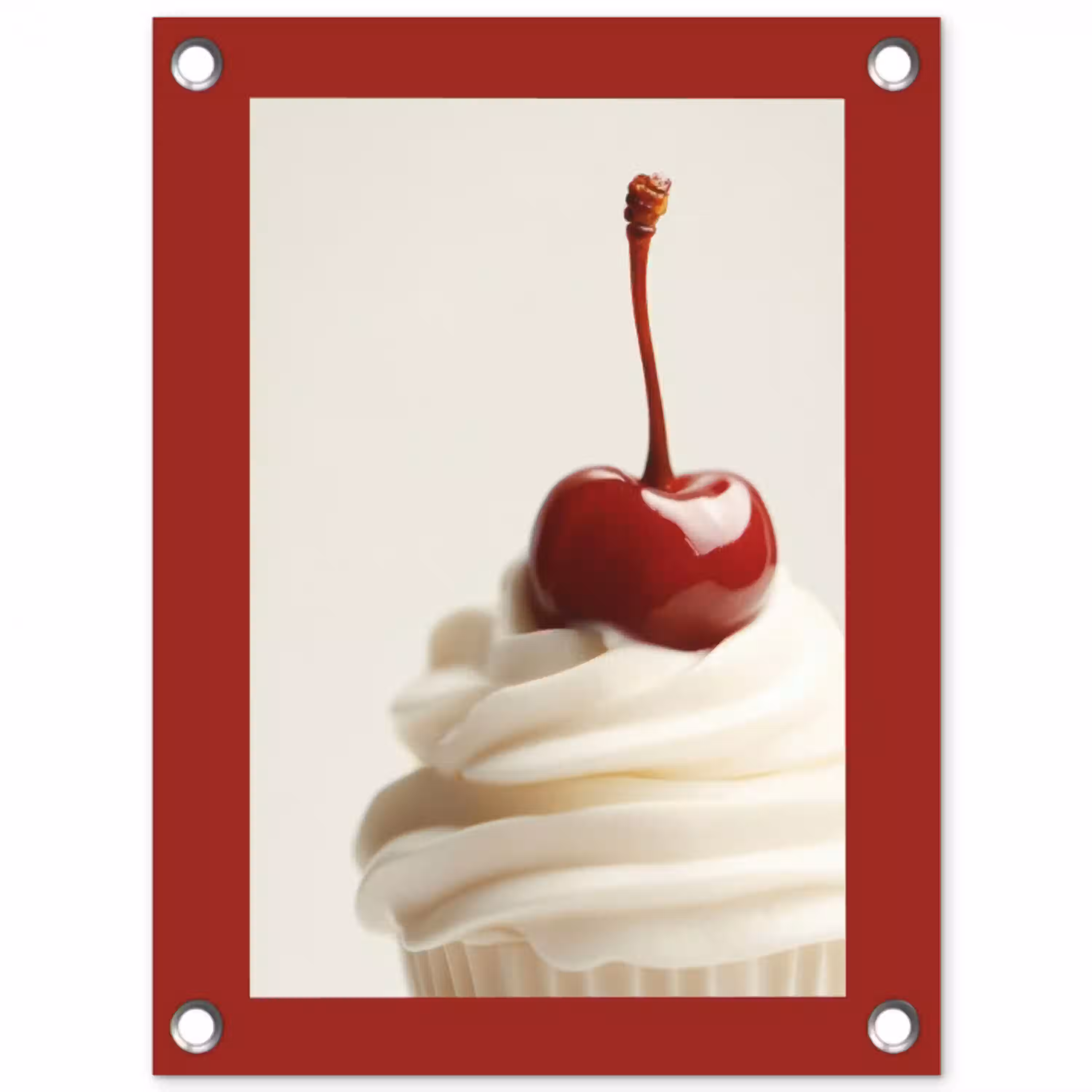 Cupcake - Kers - Rood tuinposter los doek klein -3d