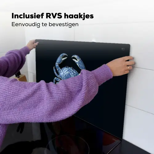 Krab - Delfts blauw - Dieren Inductie beschemer met haakjes klein -ky-ophangen-nl