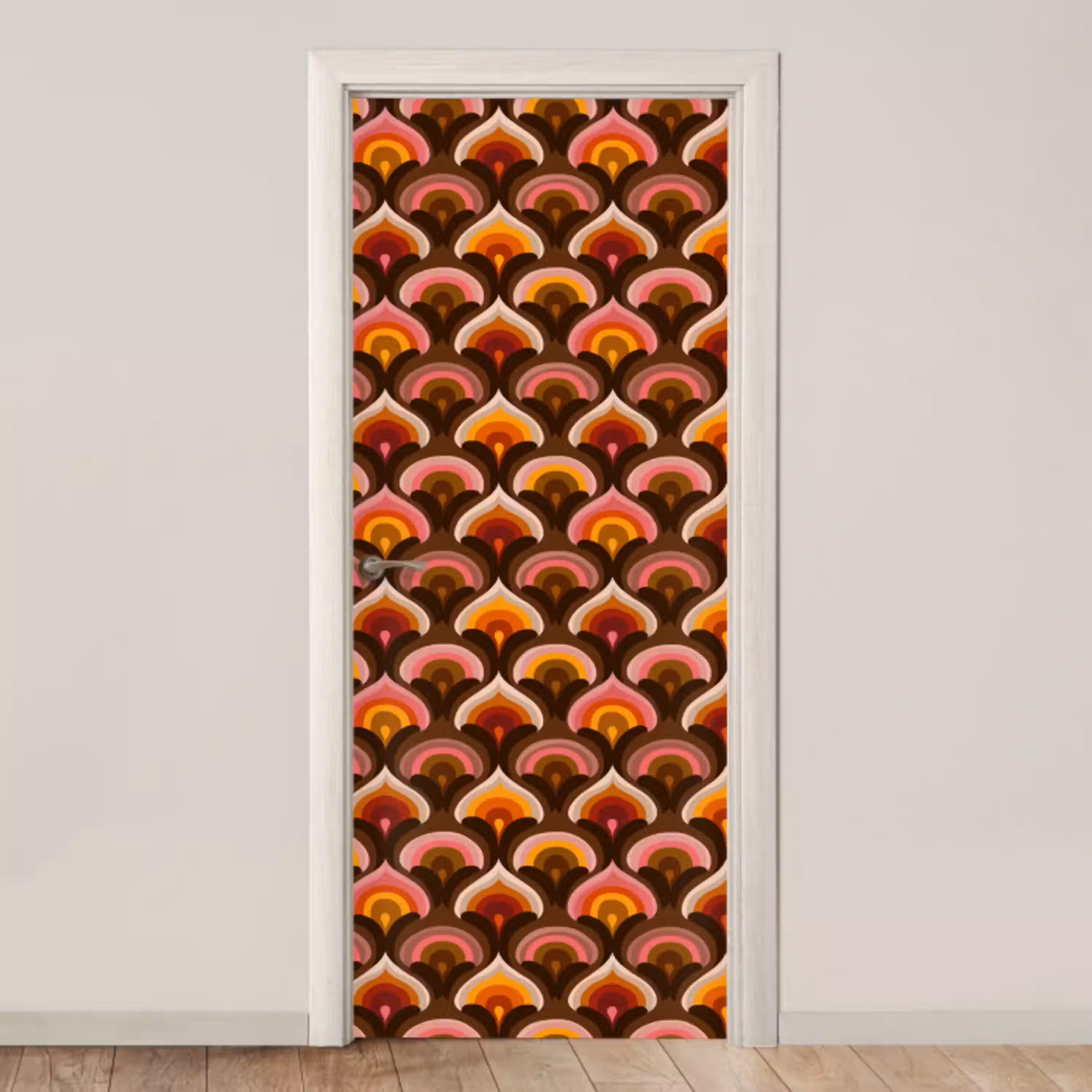 Patroon - Retro - Kleurrijk deurposter klein 289 -3d_beige