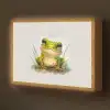 Kikker - Groen - Waterverf - Dieren - Jongen - Meisje Light Box met batterij (Wandlamp kind) middel -z3d_website
