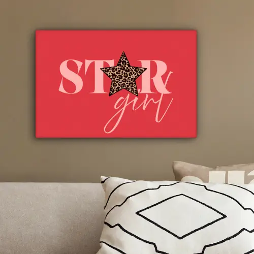 Star girl - Rood - Panter - Ster canvas 2cm klein -sfeer3