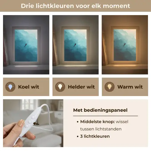 Zee - Silhouet - Abstract - Blauw Light Box met kabel (Tafellamp) klein -USP_lichtkleurNL