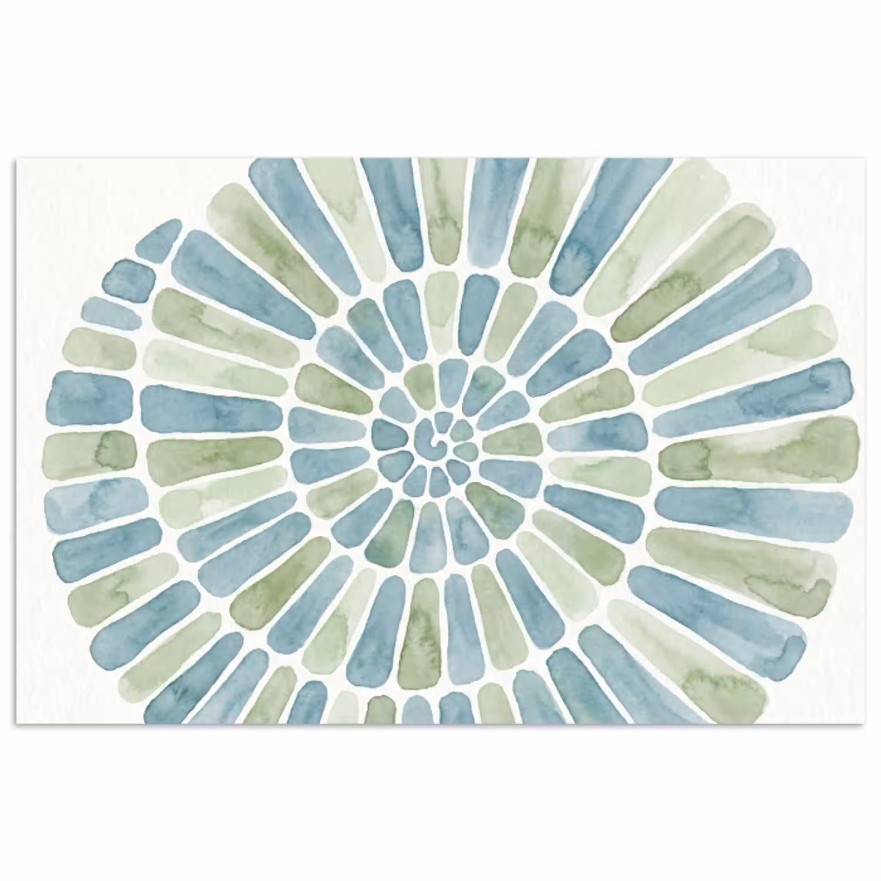 Abstract - Spiraal - Patroon - Modern - Blauw-Groen poster papier klein -3d