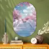 Brug - Kersenbomen - Wit Wandcirkel Ovaal Glas middel -sfeer2