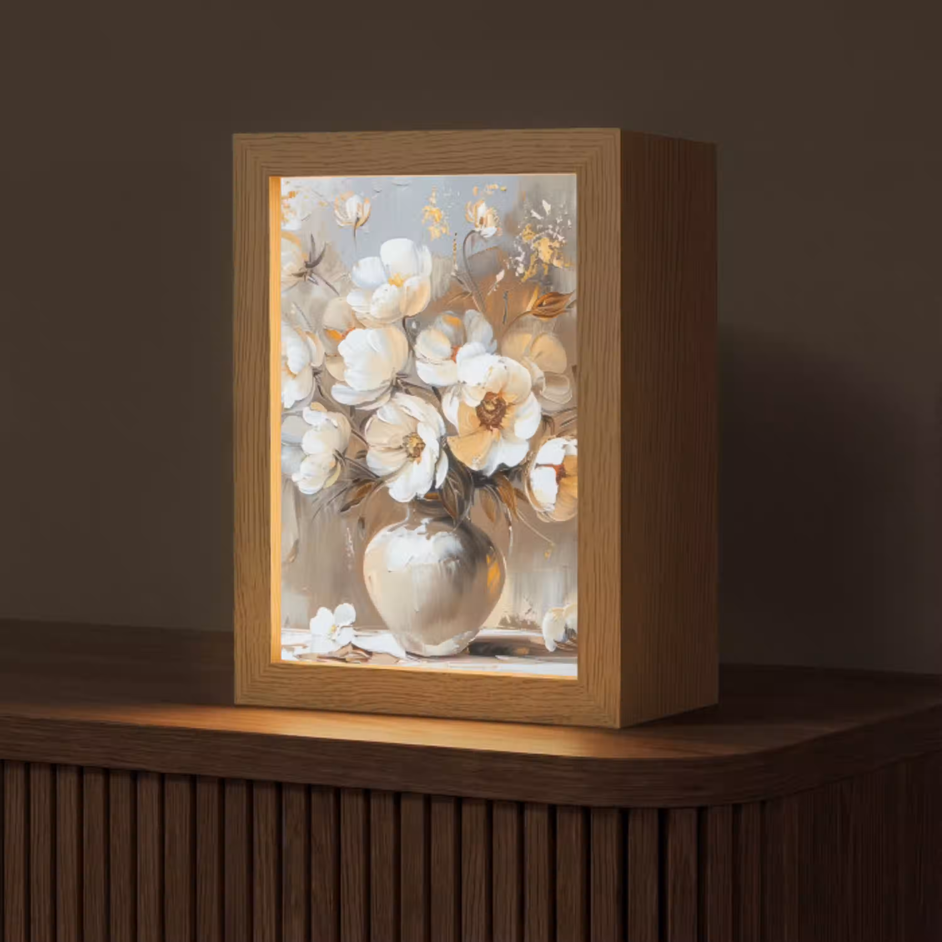 Vaas - Bloemen - Kunst - Goud Light Box met kabel (Tafellamp) klein -z3d_website