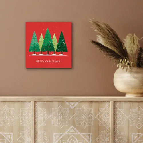Minimalistisch - Kerstbomen - Rood - Sneeuw aluminium wit klein -sfeer4