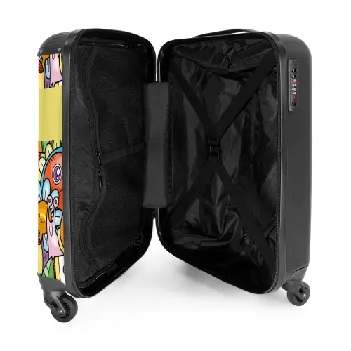 Monster met Stippen NBS - Handbagage koffer - Kinderen Unisex middel -binnenkant
