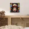 Chimpansee - Aap - dieren - Graffiti - Bril - Koptelefoon - Kleuren aluminium wit klein -sfeer3