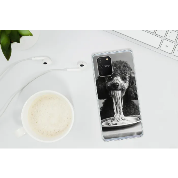 Poedel - Hond - Zwart - Wit - Schattig - Pasta Telefoonhoesje Samsung Galaxy S10 Lite klein -oordopS10Lite