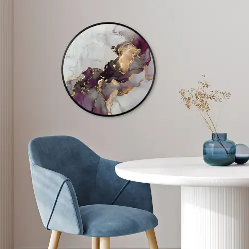 Marmer - Abstract - Goud - Paars Fotolijst rond zonder passe partout klein -sfeer2