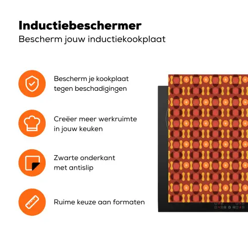Retro - Disco - Hippie - Multi Inductie beschermer vinyl 3mm klein 276 -zzzzzzz-td-ups