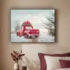 Auto - Rood - Cadeaus - Winter - Sneeuw - Kerst Textielframe zwart klein -sfeer1
