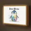 Pinguïn - Regenboog - Waterverf - Dieren - Kinderen Light Box met batterij (Wandlamp kind) middel -z3d_website