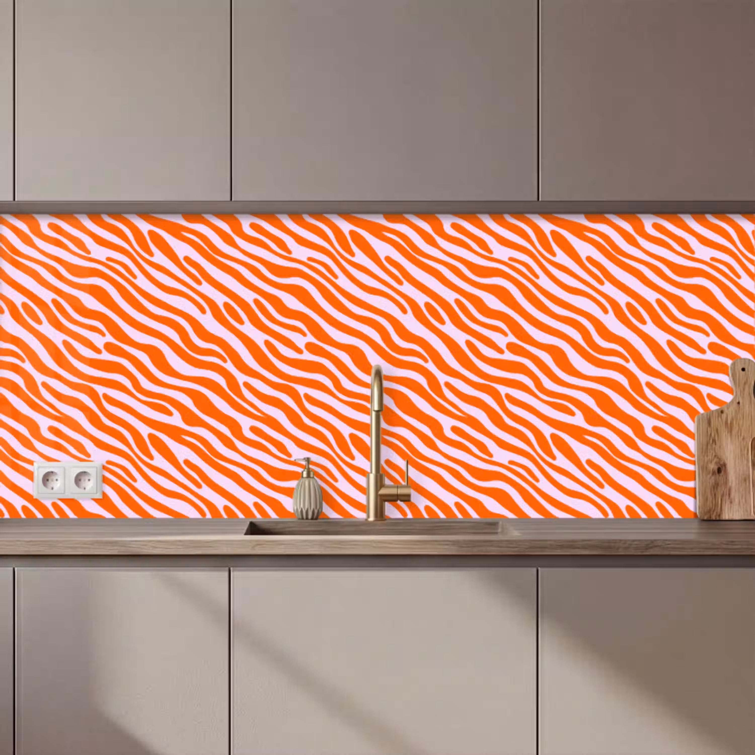 Strepen - Dynamisch - Oranje keuken achterwand 2 middel 871 zz_3dshopping