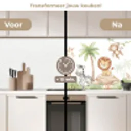 Dieren - Jungle - Pastel keuken achterwand 2 middel -voor-na2_NL
