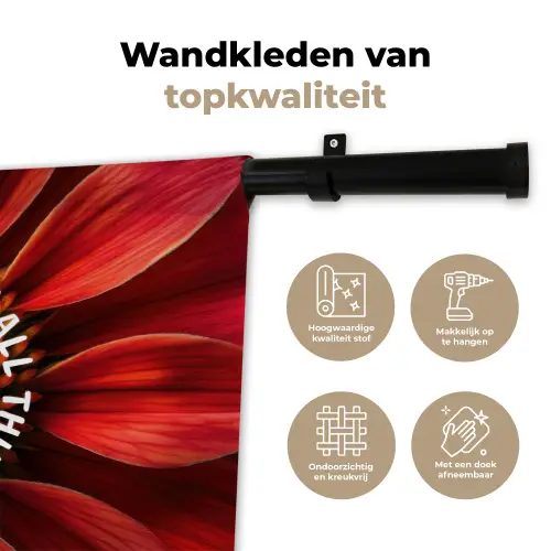 Close up - Bloem - Quote - Rood Wandkleed katoen klein -sfeer2