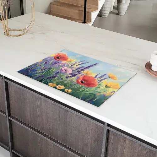 Weide - Bloemen - Kleurrijk Inductie beschermer vinyl 3mm klein -sfeer8