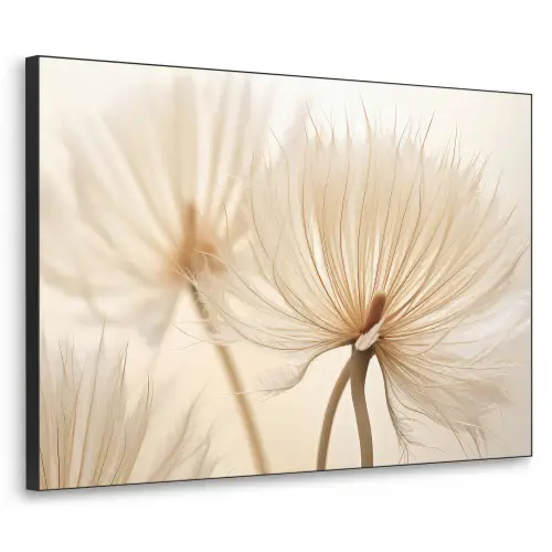 Bloemen - Beige - Natuur Textielframe zwart klein -3d