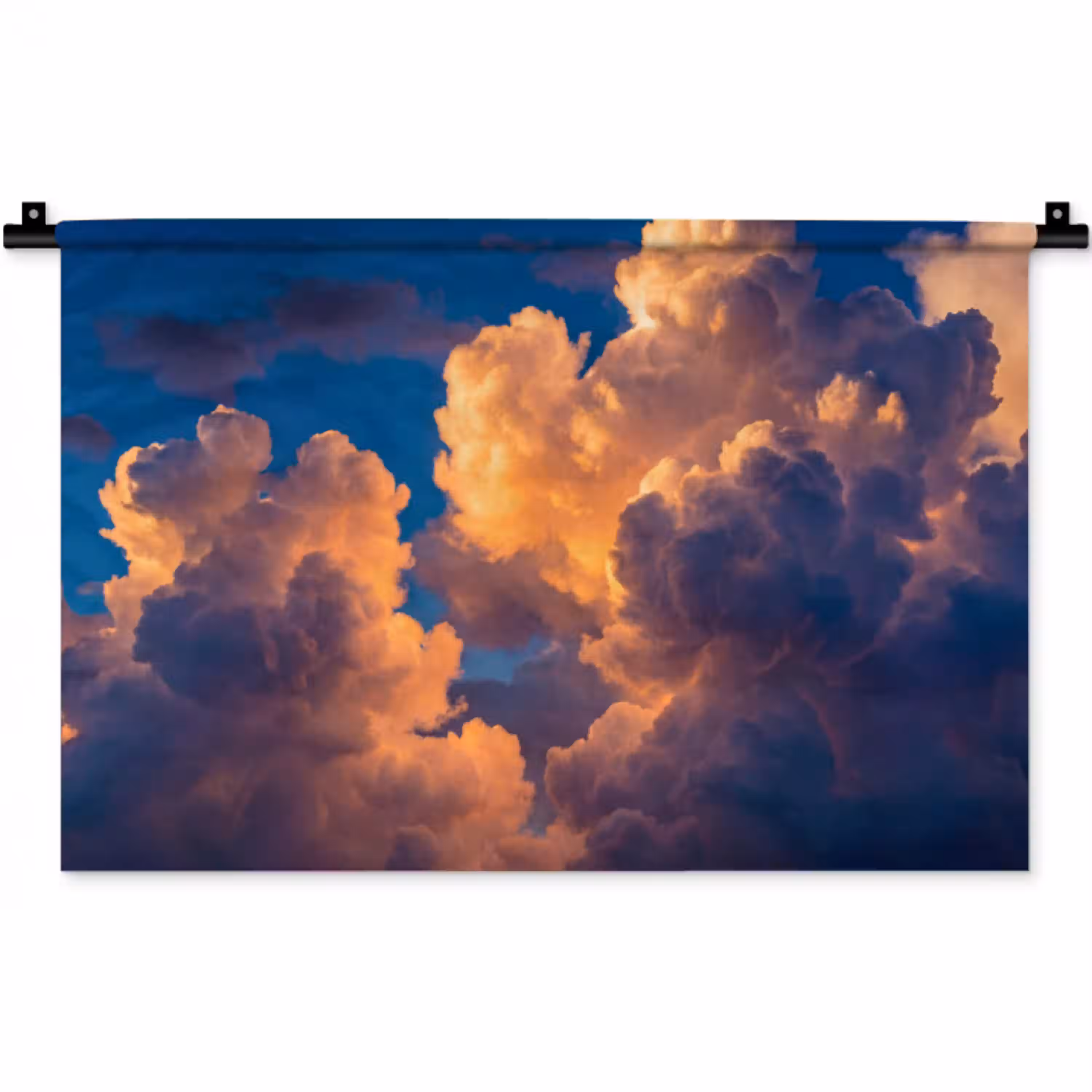 Wolken - Zonsondergang - Natuur - Oranje - Blauw Wandkleed katoen klein -zz3d