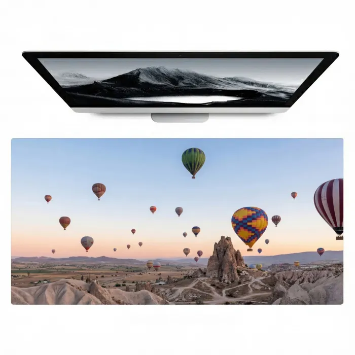 Luchtballonnen - Rotsen - Zonsopgang Muismat XXL klein -zzz3d