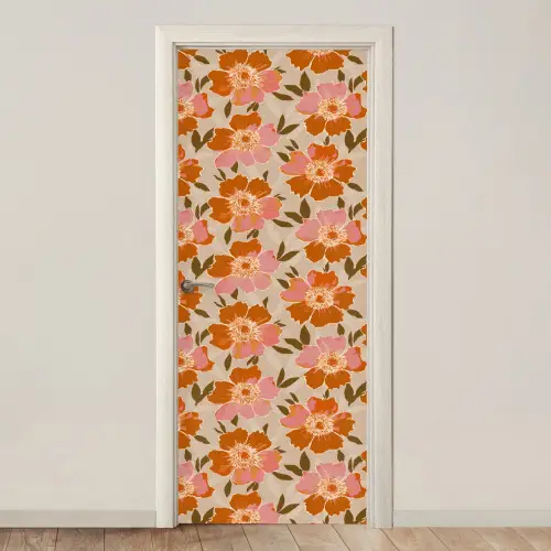Bloemen - Motief - Retro deurposter klein 289 -3d_beige