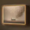 Bootje - Blaadjes - Goud - Water Light Box met batterij (Wandlamp) middel -z3d_website