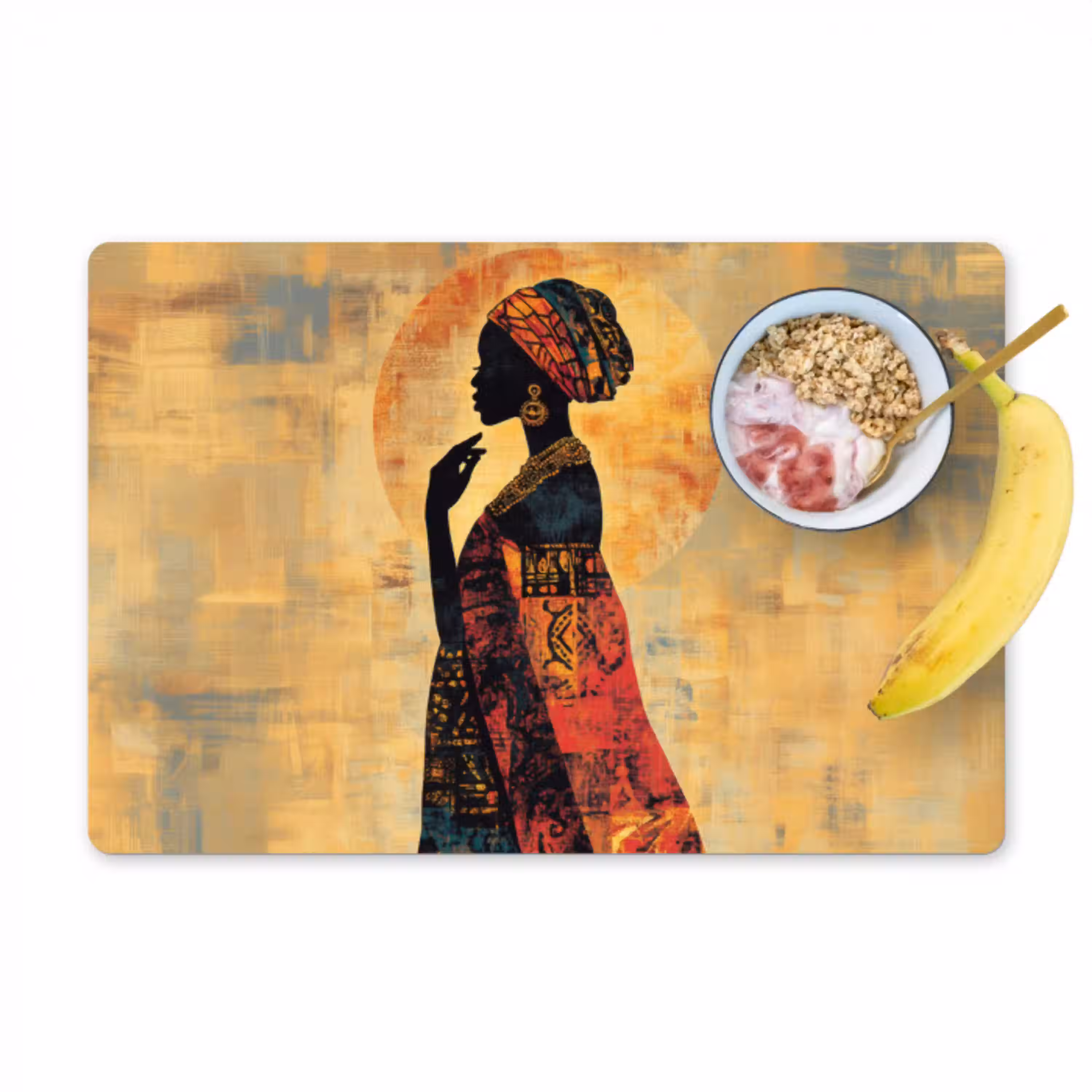 Vrouw - Silhouet - Patronen - Sierlijk Placemat vinyl groot -zzzproduct_Kitchenyeah-website